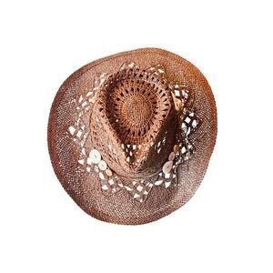Pugs Western Cowgirl Boho Southern Rodeo Brown weaved hat